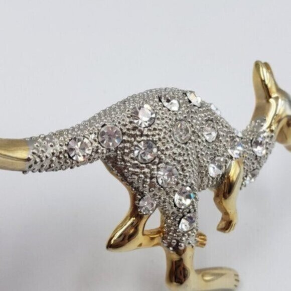 Vintage Gold Tone Diamonelle Rhinestone Kangaroo Brooch Pin Whimsy - Picture 5 of 12